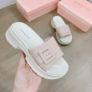 Dép quai ngang nữ, dép đế xuồng giả khoá bản độn đế 5cm, sang trọng, lịch sự 3TDEP