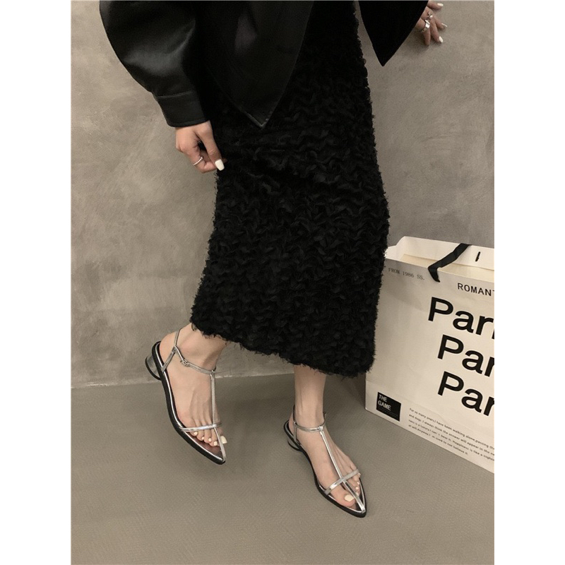 Sandal Mũi Nhọn Dây Mảnh Đế 3p New Đi lùi 1 size Sẵn