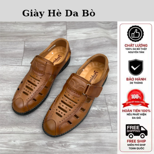 Giày Rọ Nam Da Bò Cao Cấp Đế Cao Su Đúc,Giày Lười Nam Thoáng Khí Trung Niên Kiểu Dáng Trẻ.(BH 1 Năm)