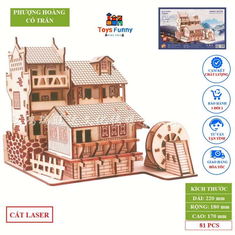 Đồ chơi lắp ráp gỗ 3D Mô hình Phượng hoàng Cổ Trấn - cắt laser sắc nét cho bé