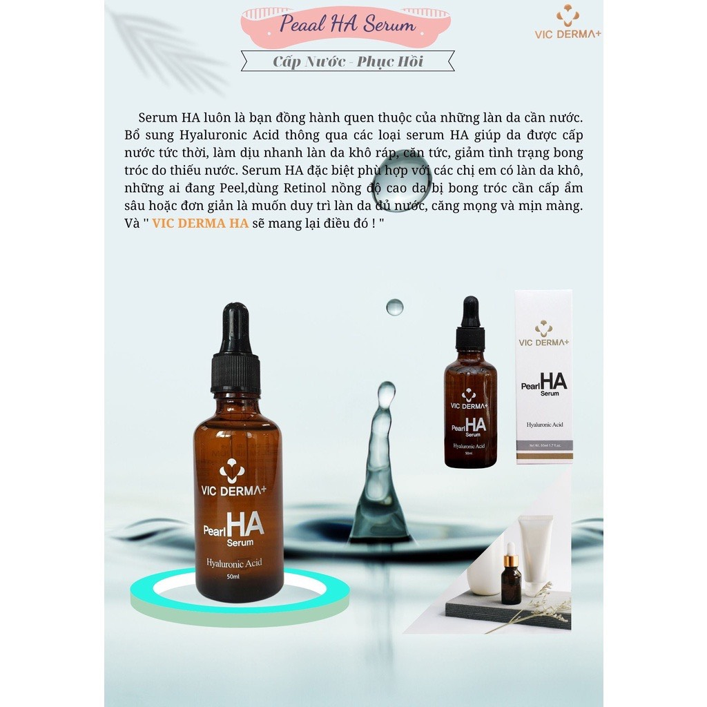 [ CTY] Serum Pearl HA VicDerma+ cấp nước làm dịu căng bóng da 50ml