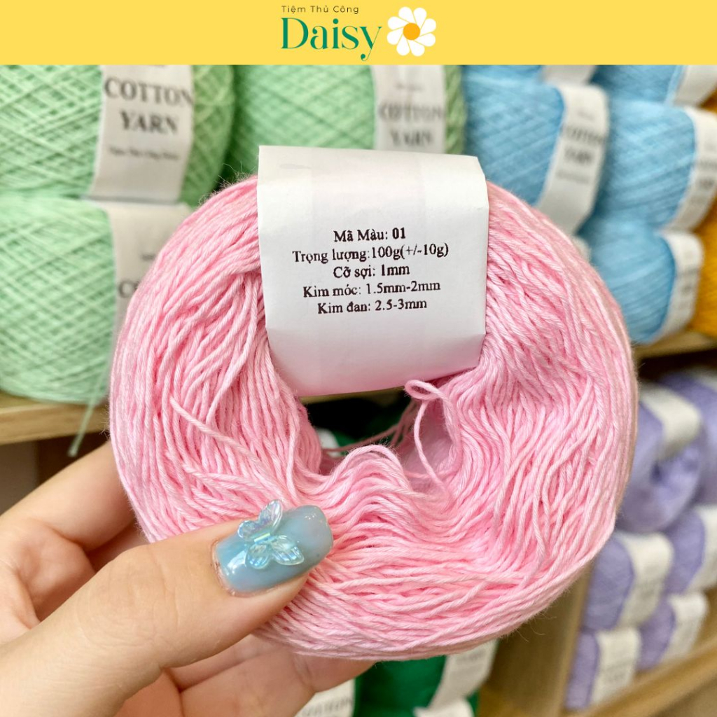 Sợi hè cotton yarn 100% siêu mềm mát-móc áo váy cho người lớn và em bé