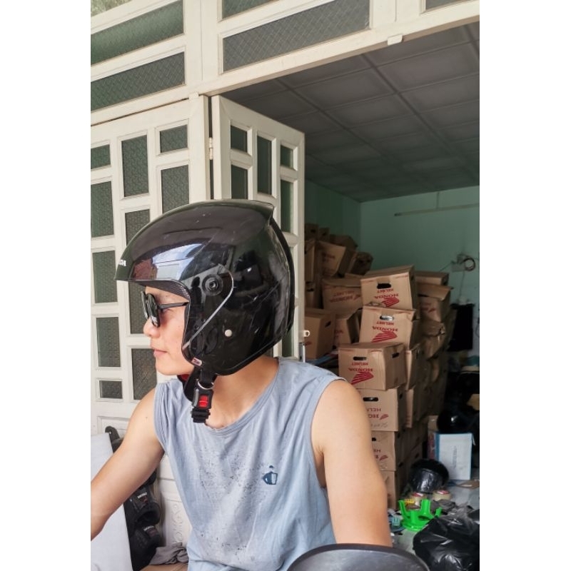 Nón honda đen 3/4