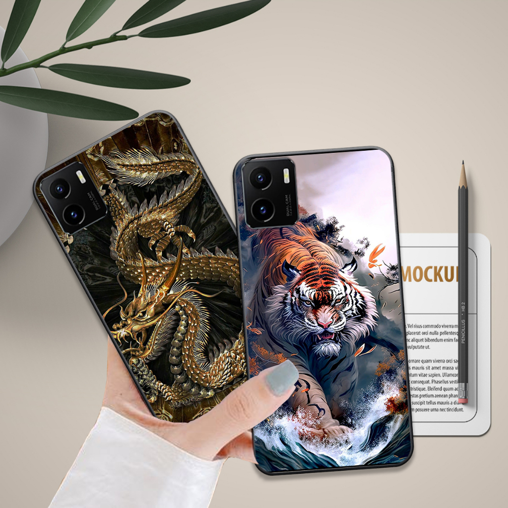 Ốp Vivo Y15 / Y15S in hình họa tiết rồng hổ 3d đẹp chất hot trend 2023