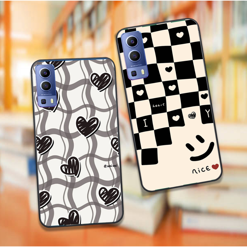 Ốp Vivo Y72 5G / Y51 2020 / Y53S in hình họa tiết kẻ caro mặt cười trái tim đẹp hot trend