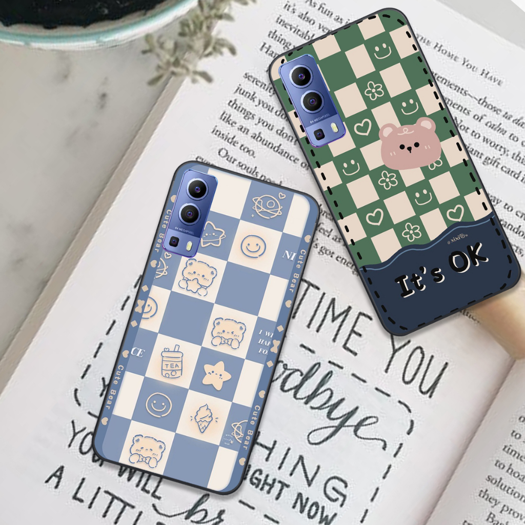 Ốp Vivo Y72 5G / Y51 2020 / Y53S in hình họa tiết kẻ caro mặt cười trái tim đẹp hot trend