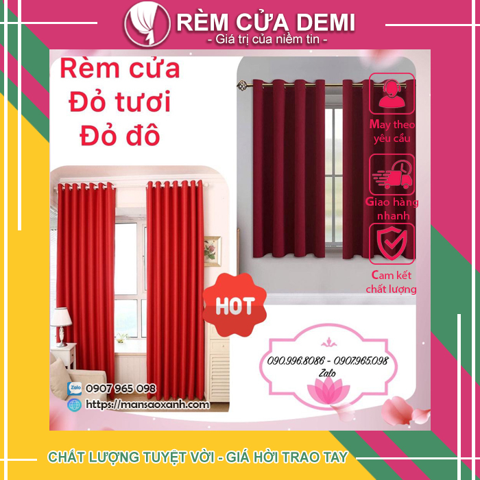 Rèm cửa đi - cửa phòng - cửa sổ Chất Liệu GẤM & BỐ màu đỏ. Ghi chú: Chọn mã và nhận số đo theo yêu cầu.
