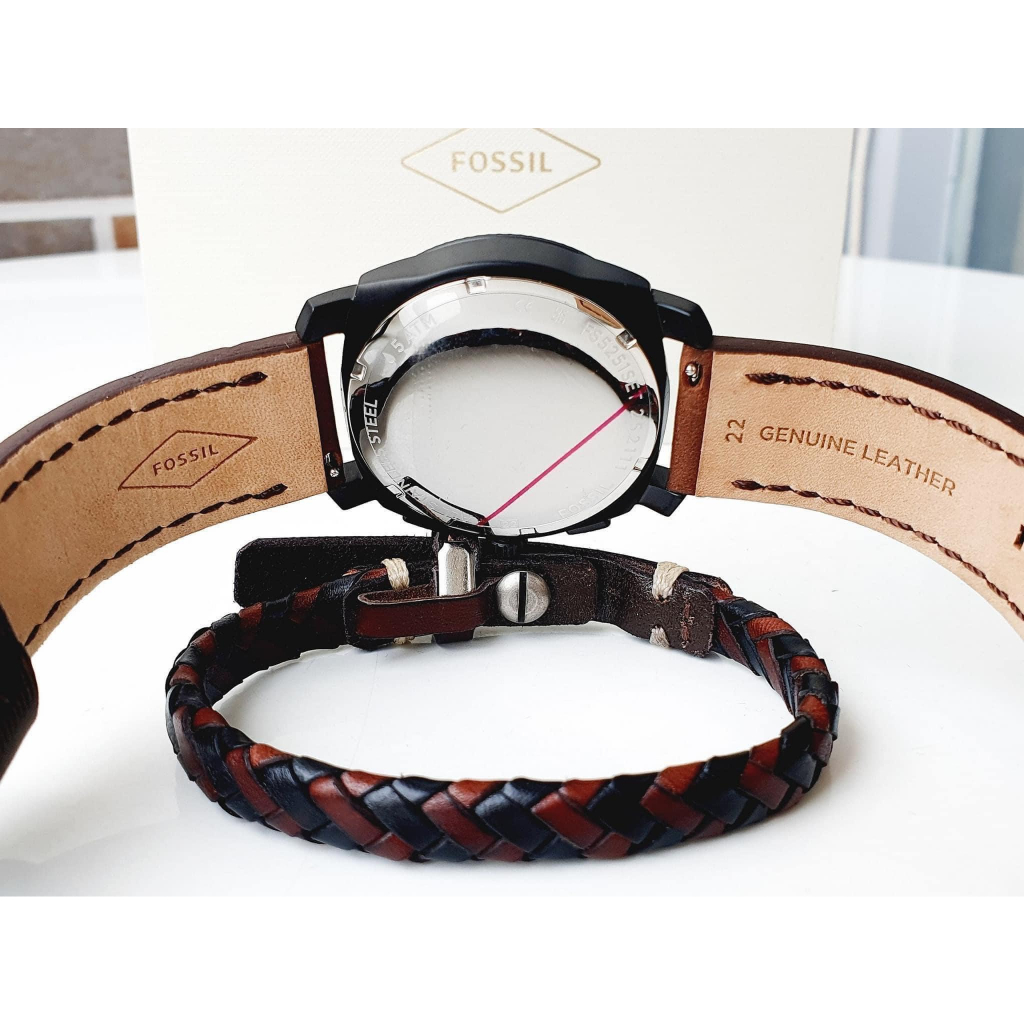 Đồng hồ nam dây da Fossil Chronograph FS5251SET