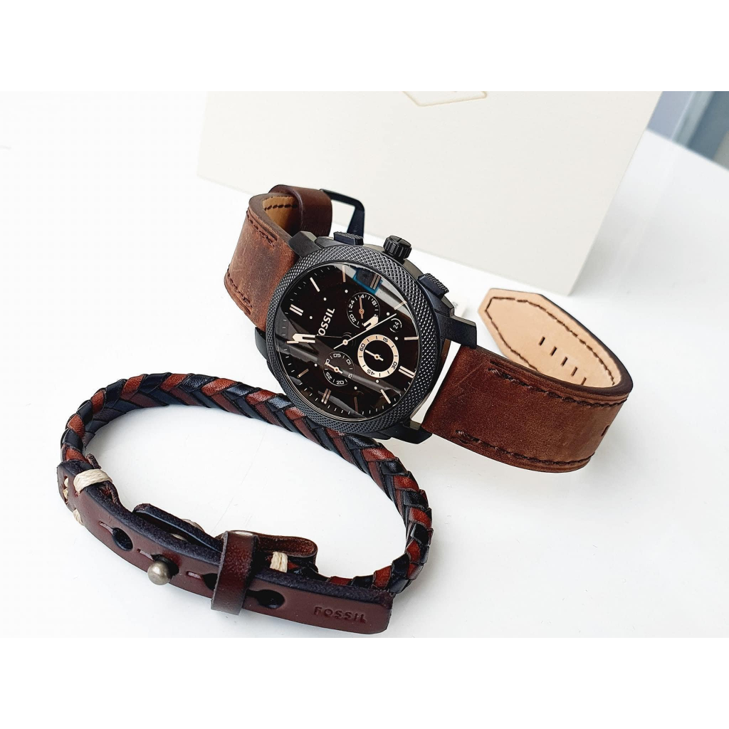 Đồng hồ nam dây da Fossil Chronograph FS5251SET