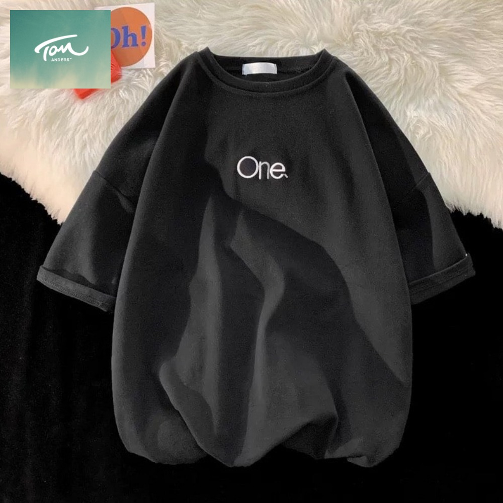 Áo thun tay lỡ form rộng thêu chữ ONE - phông ulzzang oversize unisex nam nữ Korpa