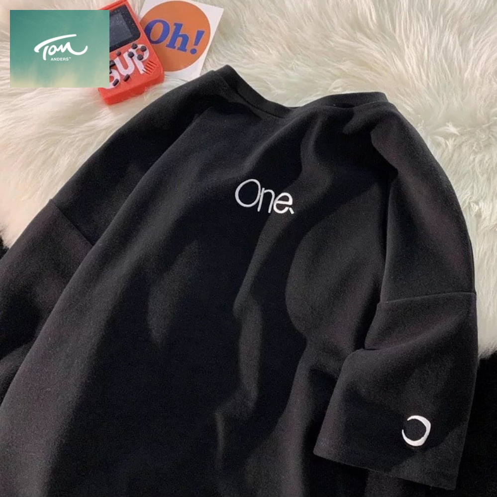 Áo thun tay lỡ form rộng thêu chữ ONE - phông ulzzang oversize unisex nam nữ Korpa