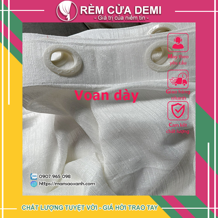 Rèm cửa sổ - Rèm cửa phòng VẢI VOAN trắng kem - Rèm cửa trang trí Spa. Ghi chú: Chiều cao tối đa 2.6m