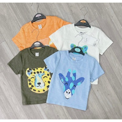 Set 4 áo in hình mặt hổ cộc tay chất cotton mềm mịn hàng unisex