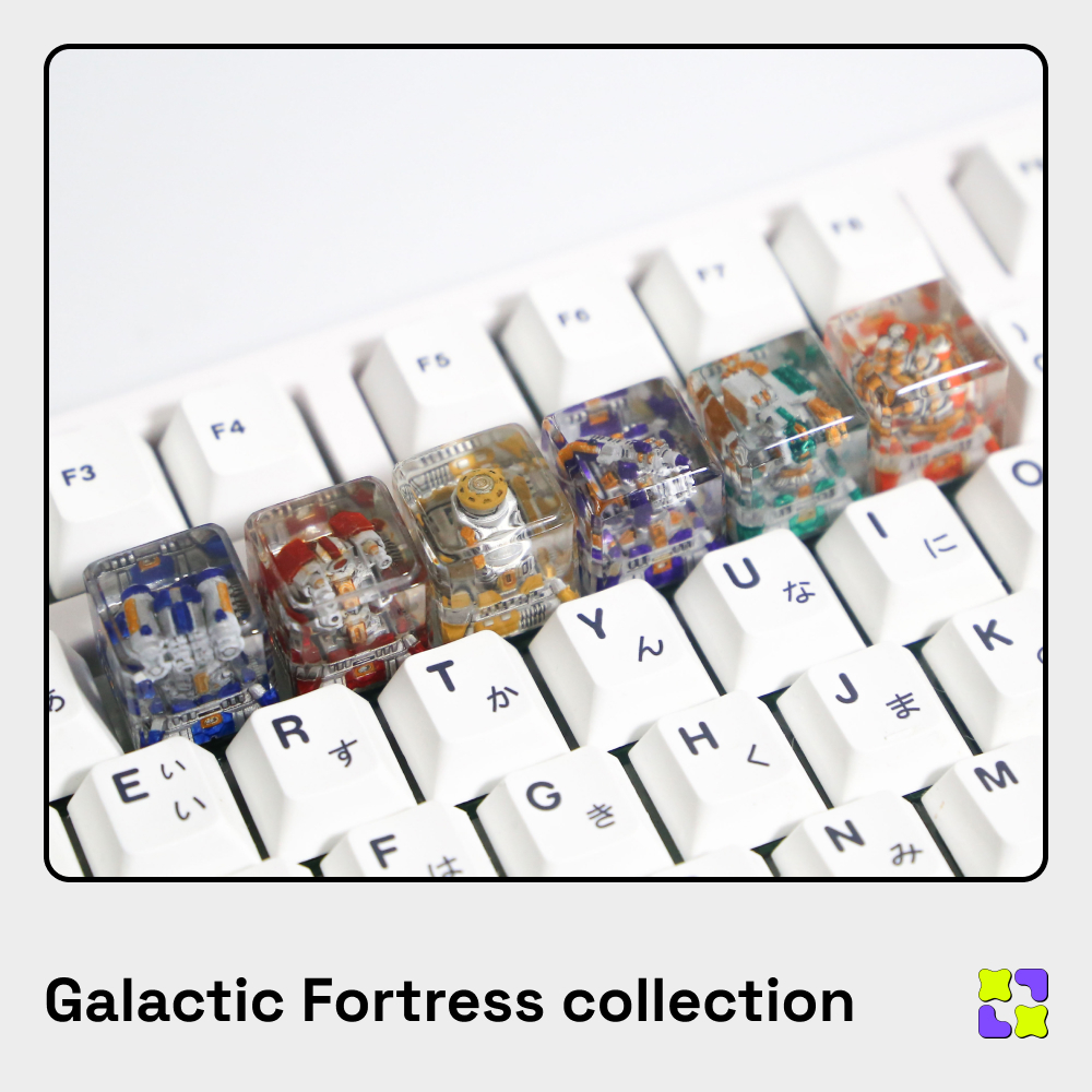 Keycap Artisan Nút bàn phím cơ XULU Bộ sưu tập Galactic Fortress màu sắc nổi bật
