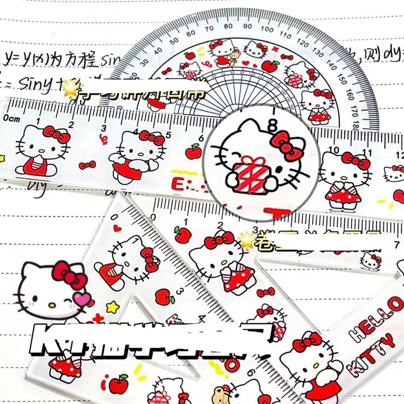 Bộ Êke Thước Kẻ 4 Món Mẫu Sarino Thú Hoạt Hình Cute