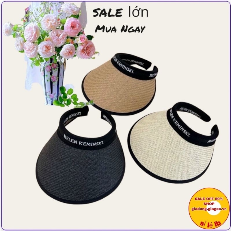 Mũ thời trang , Mũ Đi Biển , Nón cói nữ rộng vành nửa đầu đi biển mùa hè năng động cá tính