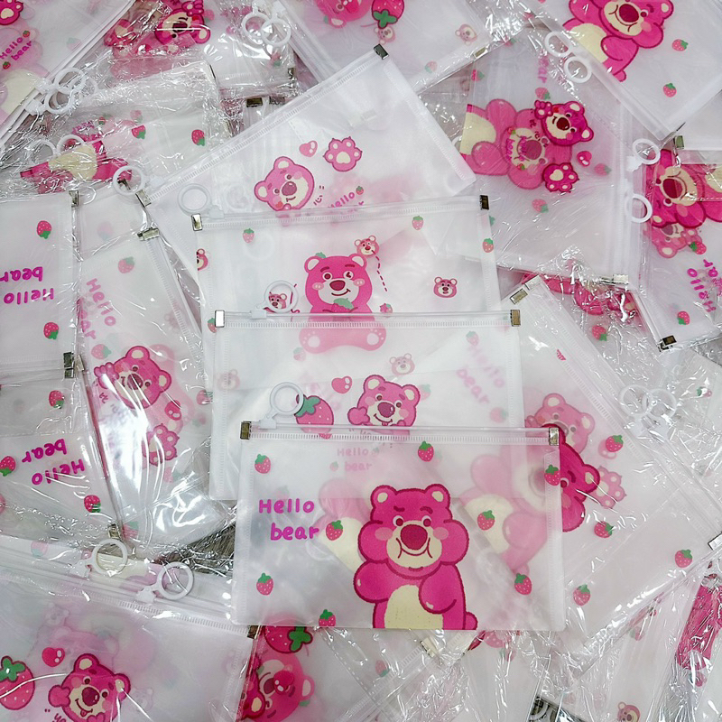 Túi Zip Khổ B6 Mẫu Gấu Dâu Lotso Bear Đựng Bút, Đựng Đồ Lặt Vặt Tiện Lợi
