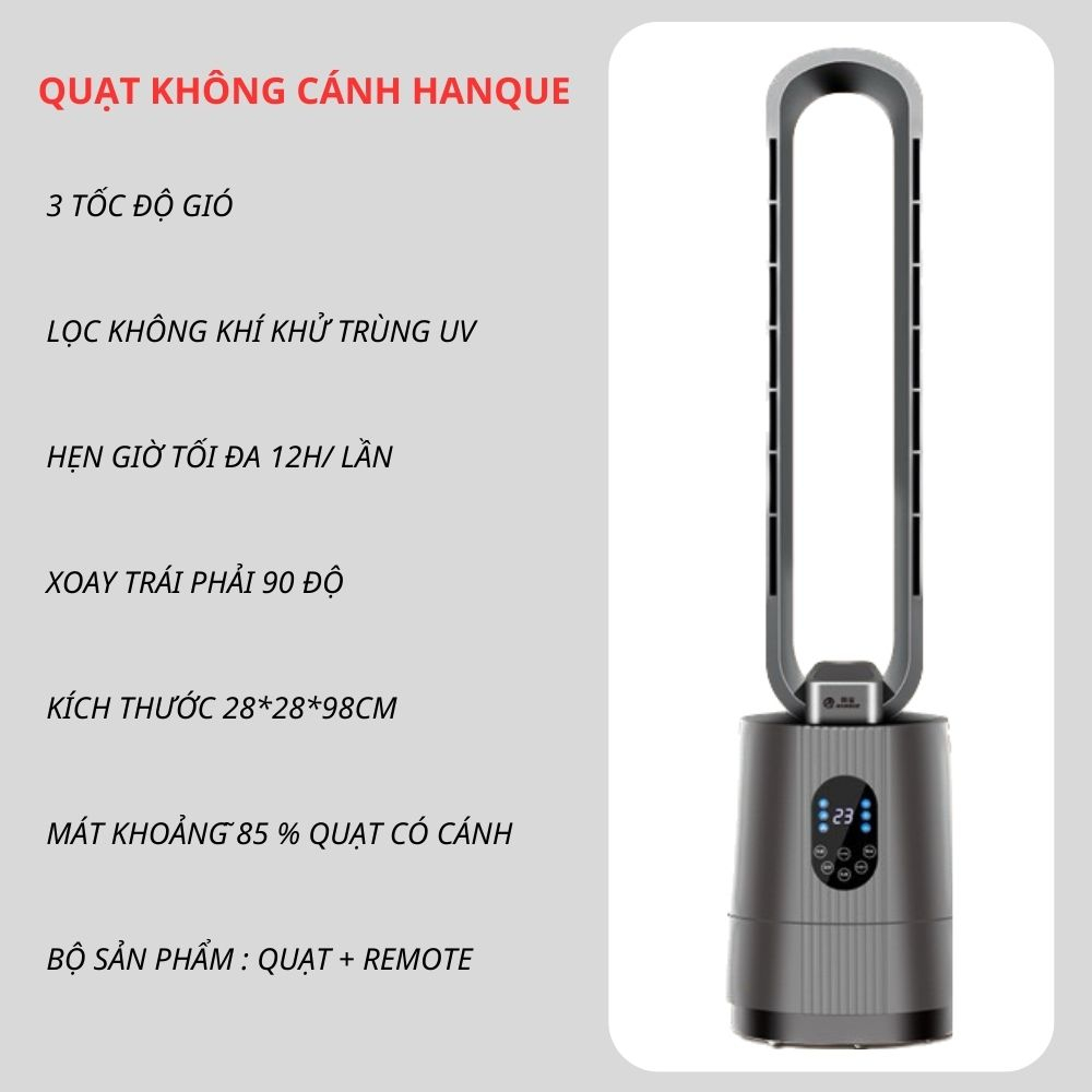 Quạt Không Cánh Hiện Đại Lọc Không Khí – HANQUE – Khử Trùng UV – 3IN1