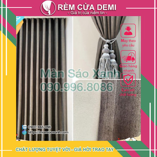 [Ảnh Thật] Rèm cửa sổ cửa đi rèm Vải Bố sao băng Màu Xám Đậm đẹp dày dặn DEMI. Nhận may theo yêu cầu riêng
