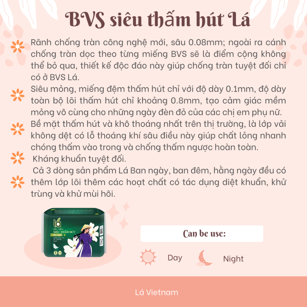 Combo BVS Lá cao cấp Ban ngày 240mm có cánh 8 miếng và BVS Lá cao cấp Hằng ngày 180mm có cánh 20 miếng