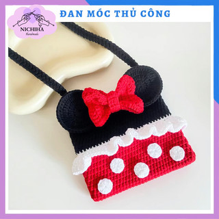 Túi đeo chéo làm bằng len sợi, đan móc thủ công