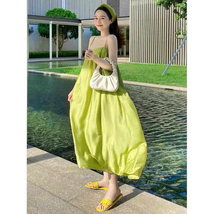 Váy maxi 2 dây đi biên dáng dài,váy xuông nữ phom rộngmặc ở nhà mùa hè SV96 HOASUMO