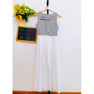 Đầm Maxi Thun Phối Voan, Hai Lớp, 2hand