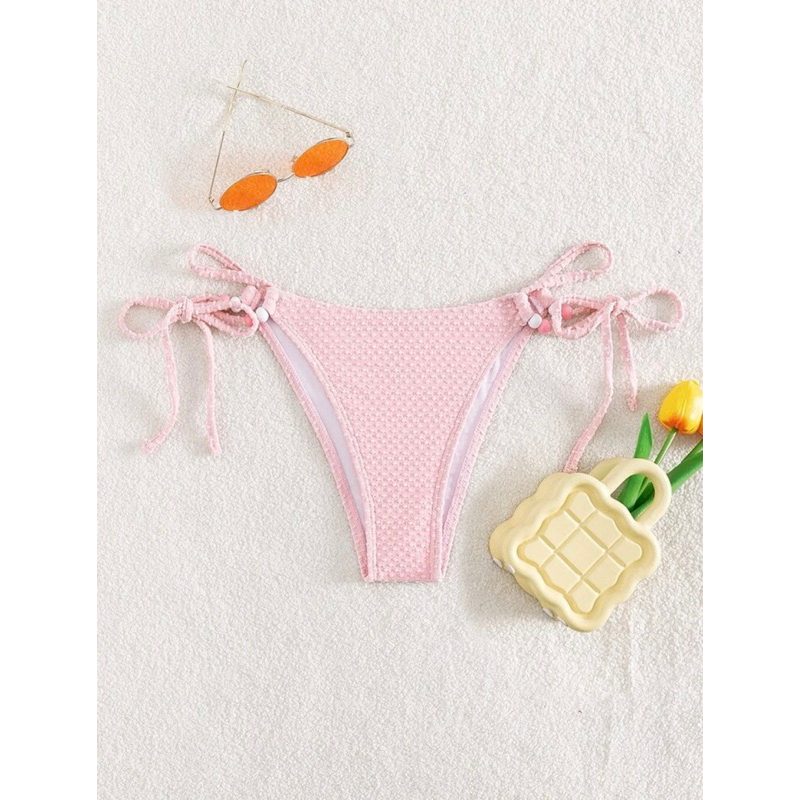 Hàng có sẵn | Set bikini 2 mảnh đính cườm cột dây khoen trái dâu