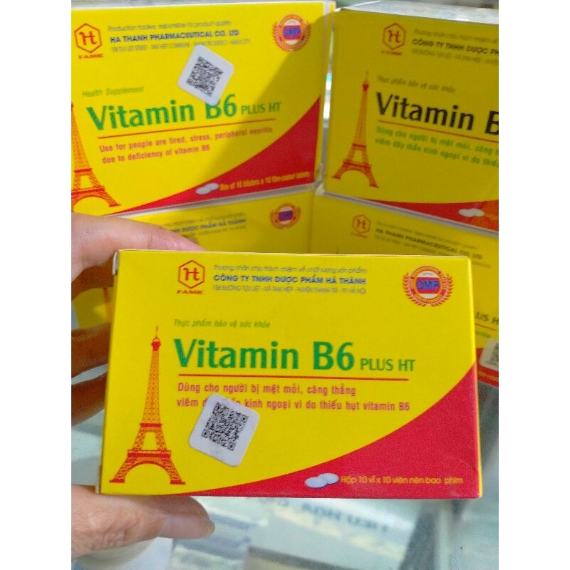 Vitamin B6 PLUS HT Hộp 100 viên dùng cho người mệt mỏi, căng thẳng,viêm dây thần kinh...