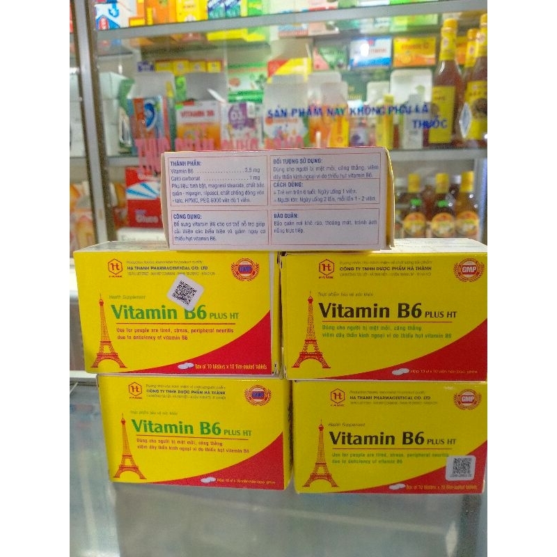 Vitamin B6 PLUS HT Hộp 100 viên dùng cho người mệt mỏi, căng thẳng,viêm dây thần kinh...