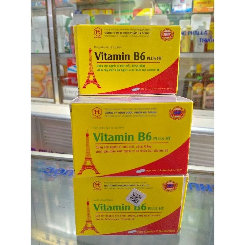 Vitamin B6 PLUS HT Hộp 100 viên dùng cho người mệt mỏi, căng thẳng,viêm dây thần kinh...