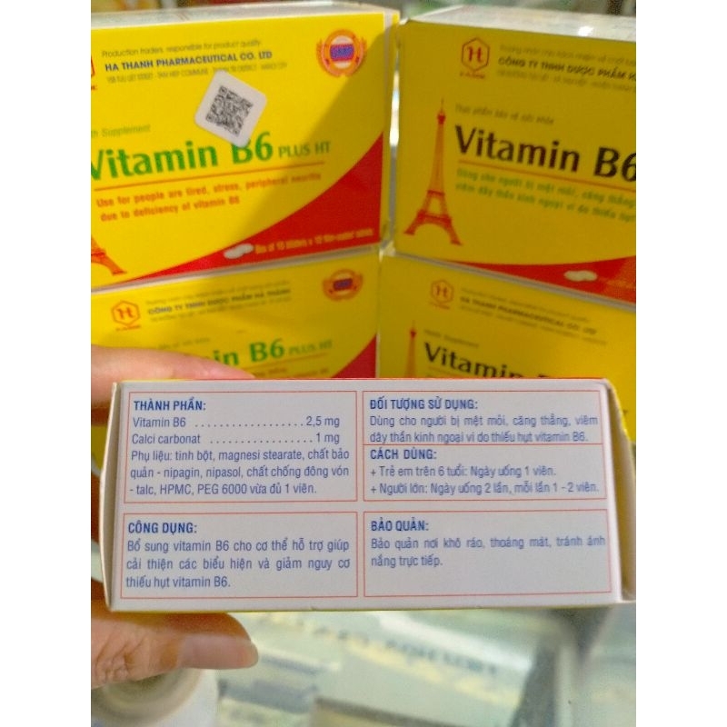 Vitamin B6 PLUS HT Hộp 100 viên dùng cho người mệt mỏi, căng thẳng,viêm dây thần kinh...