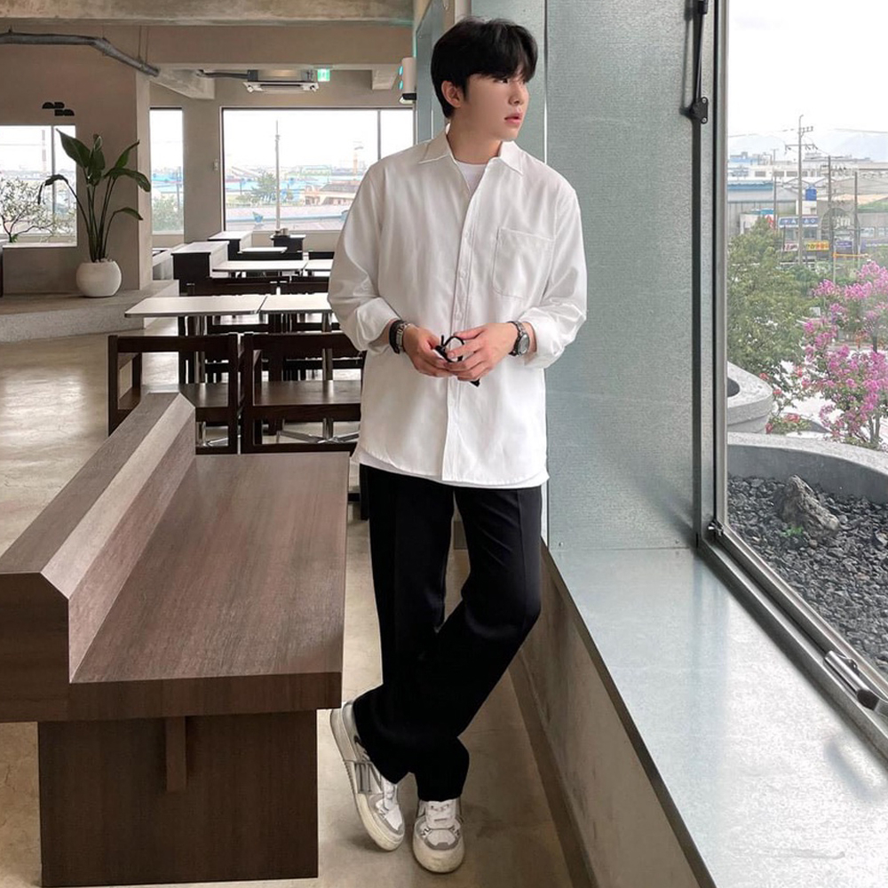 Áo Sơ Mi Cổ Bẻ Nam Xanh Kẻ Sọc Chất Vải Tốt Dáng Rộng Hot Hit Công Sở Trẻ Trung