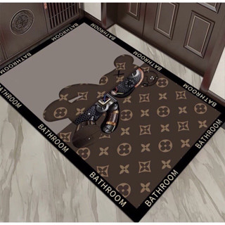 Thảm lau chân silicon thấm hút đế cao su họa tiết  hình gấu Bear Brick phong cách sang trọng hiện đại