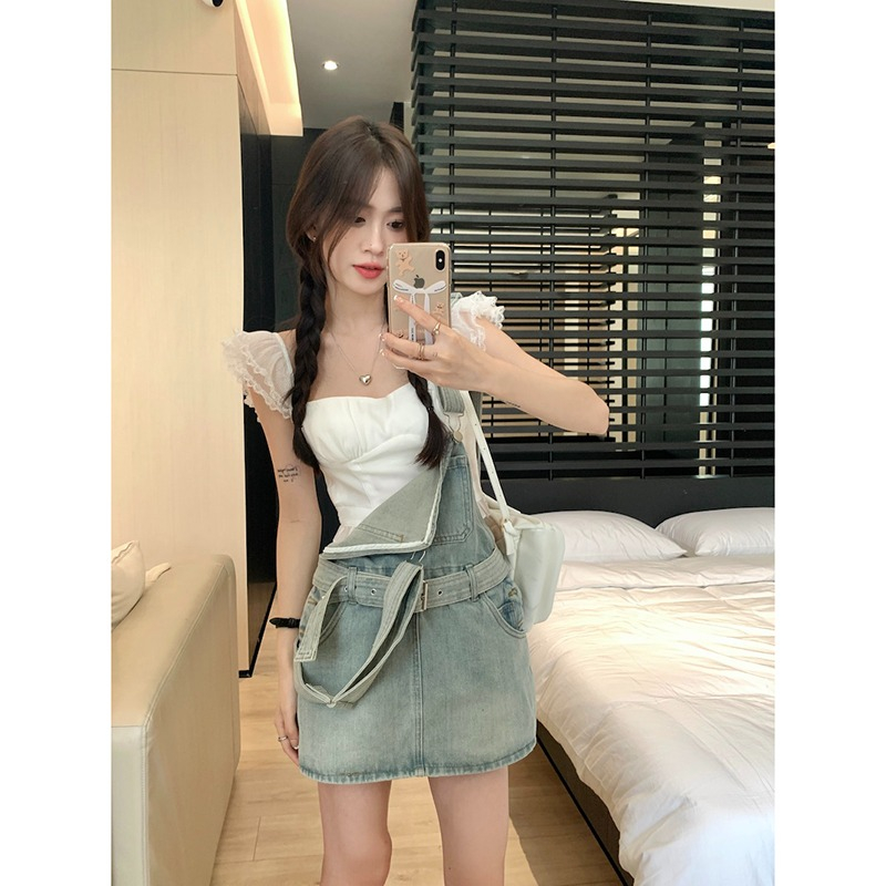 Yếm Bò Nữ Váy 2 Dây Denim Dáng Ngắn Đầm Chữ A Váy Yếm Jean Ngắn Retro Váy Đi Biển Đi Chơi Đầm Nữ Mùa Hè SD479