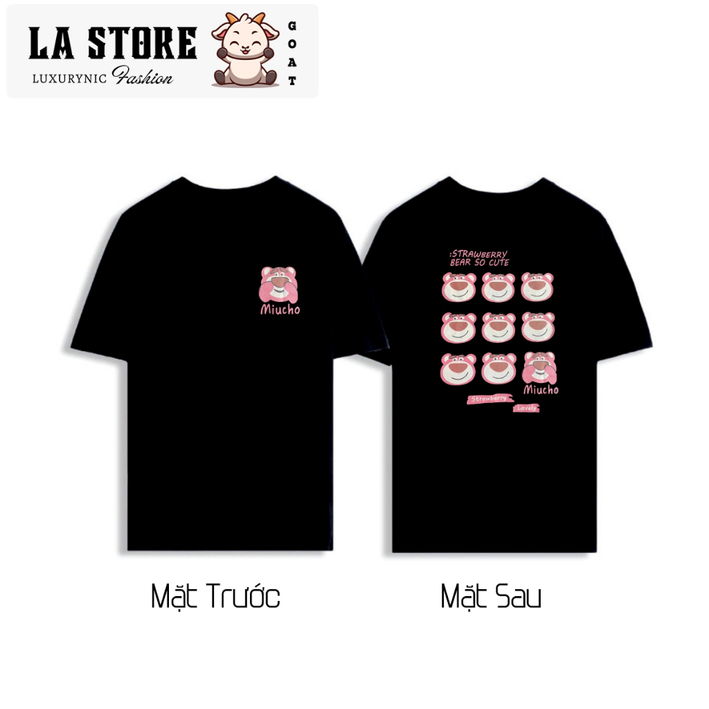 Áo thun gấu dâu lotso form rộng  Miucho basic tee tay lỡ dành cho nam nữ in graphic | BigBuy360 - bigbuy360.vn