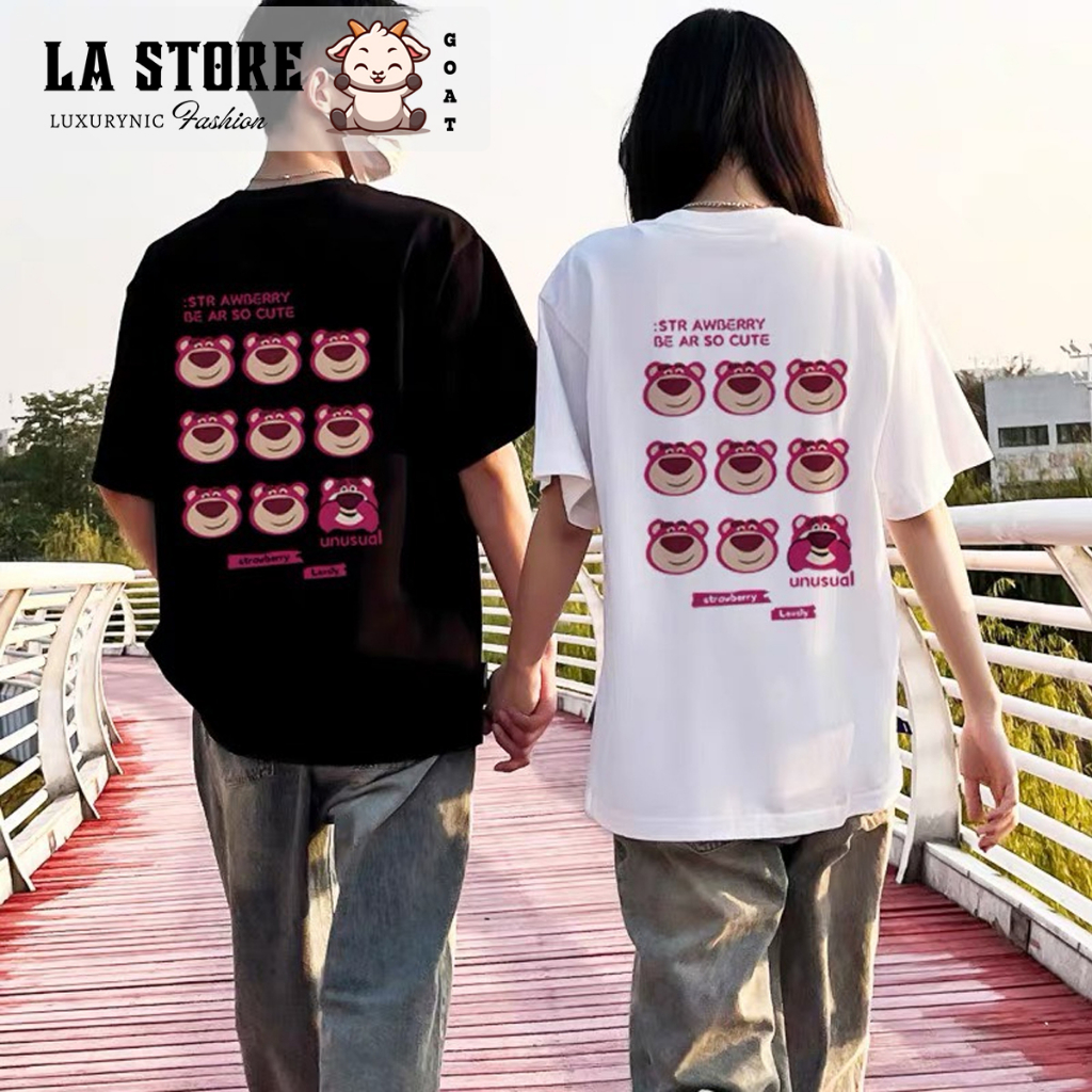 Áo thun gấu dâu lotso form rộng  Miucho basic tee tay lỡ dành cho nam nữ in graphic | BigBuy360 - bigbuy360.vn