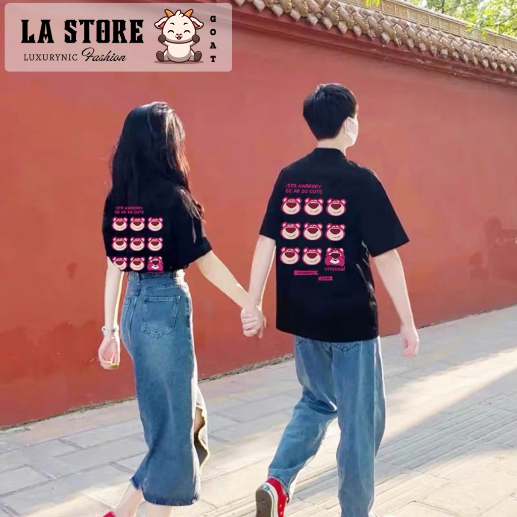 Áo thun gấu dâu lotso form rộng  Miucho basic tee tay lỡ dành cho nam nữ in graphic | BigBuy360 - bigbuy360.vn