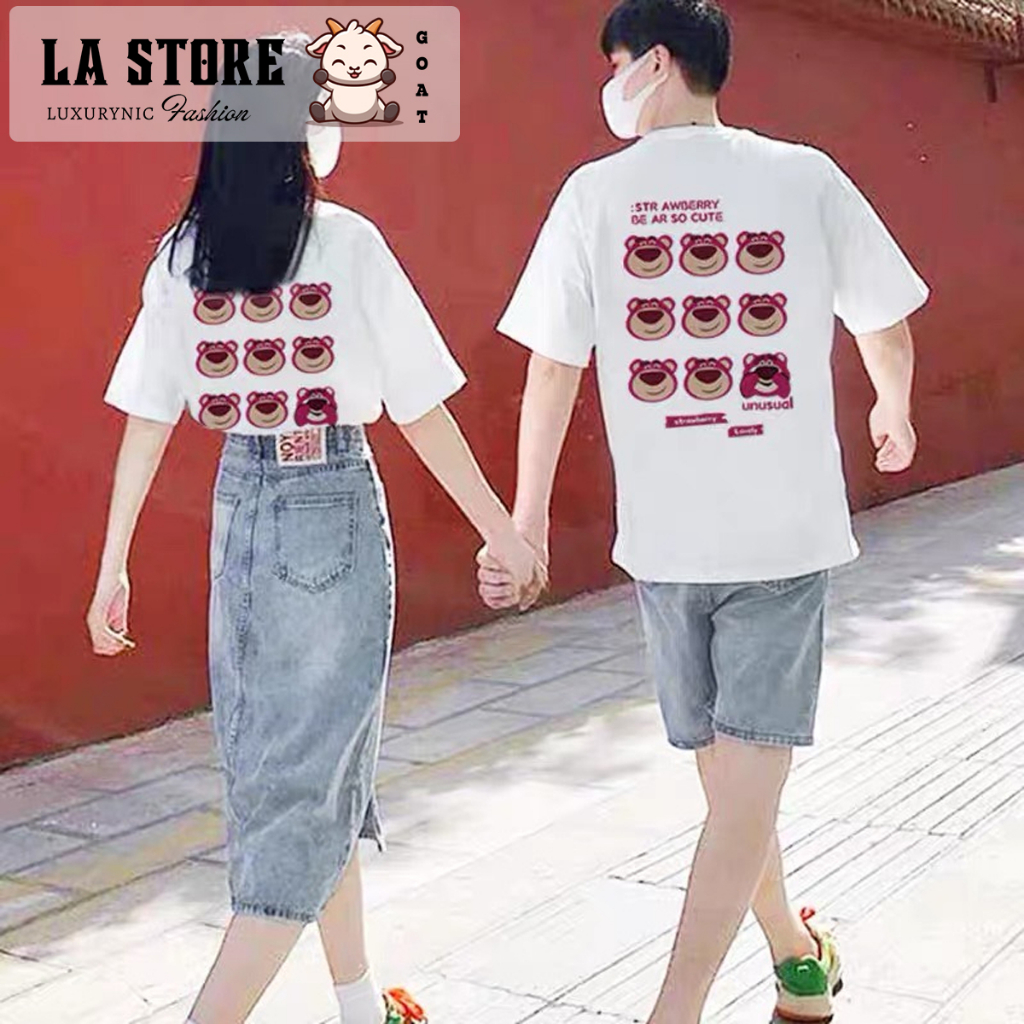 Áo thun gấu dâu lotso form rộng  Miucho basic tee tay lỡ dành cho nam nữ in graphic | BigBuy360 - bigbuy360.vn