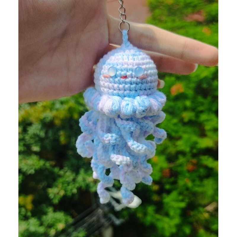 Móc khoá sứa len handmade nhiều màu sắc