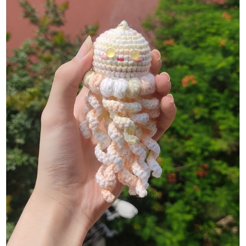 Móc khoá sứa len handmade nhiều màu sắc