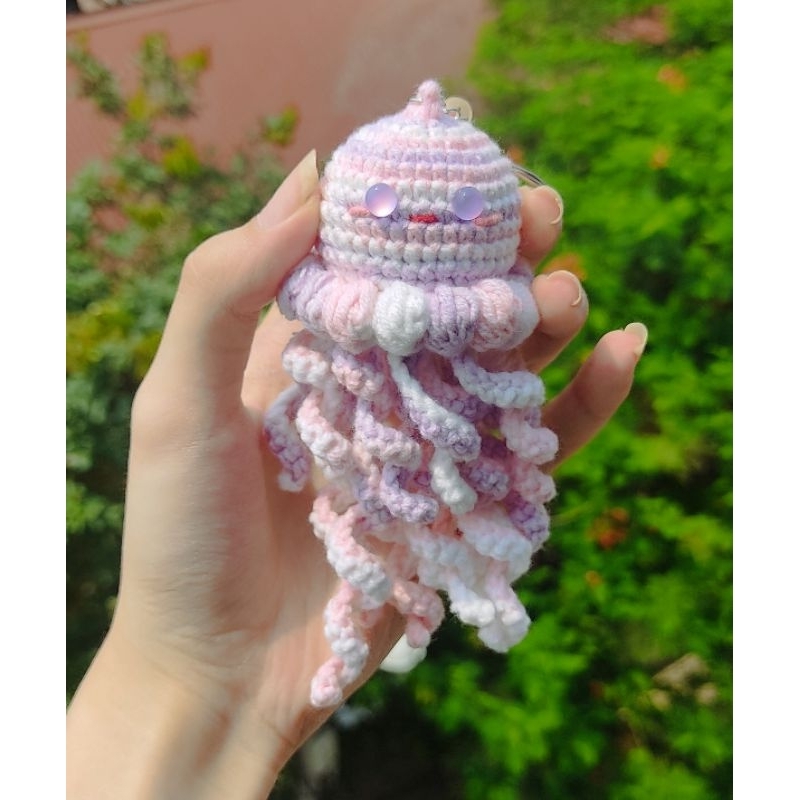 Móc khoá sứa len handmade nhiều màu sắc