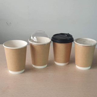Ly giấy kraft 12oz - 400ml, set 50 cái kèm nắp