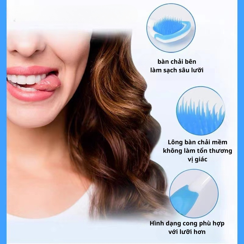 Bàn Chải Lưỡi Silicone Rưa Lưỡi Cạo Sạch Mảng Bám Lông Mềm Mại Không Đau Rát