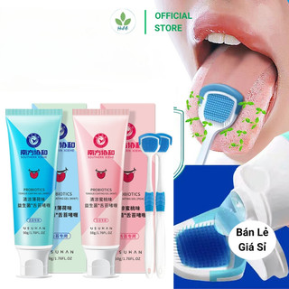  Gel Vệ Sinh Lưỡi Vị Đào & Bạc Hà Thơm Mát Tiêu Diệt Vi Khuẩn Sạch Khoang Miệng Bàn Chải Lưỡi Silicone 