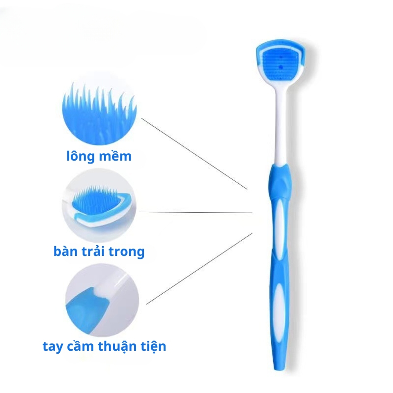 Bàn Chải Lưỡi Silicone Rưa Lưỡi Cạo Sạch Mảng Bám Lông Mềm Mại Không Đau Rát