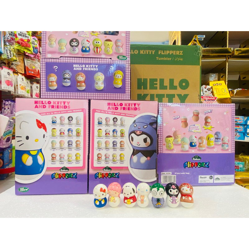 Hộp 24 gói Kẹo Đồ Chơi Lật Đật Hello Kitty My Little Pony PJ masks Justice League Flipperz Spinnerz