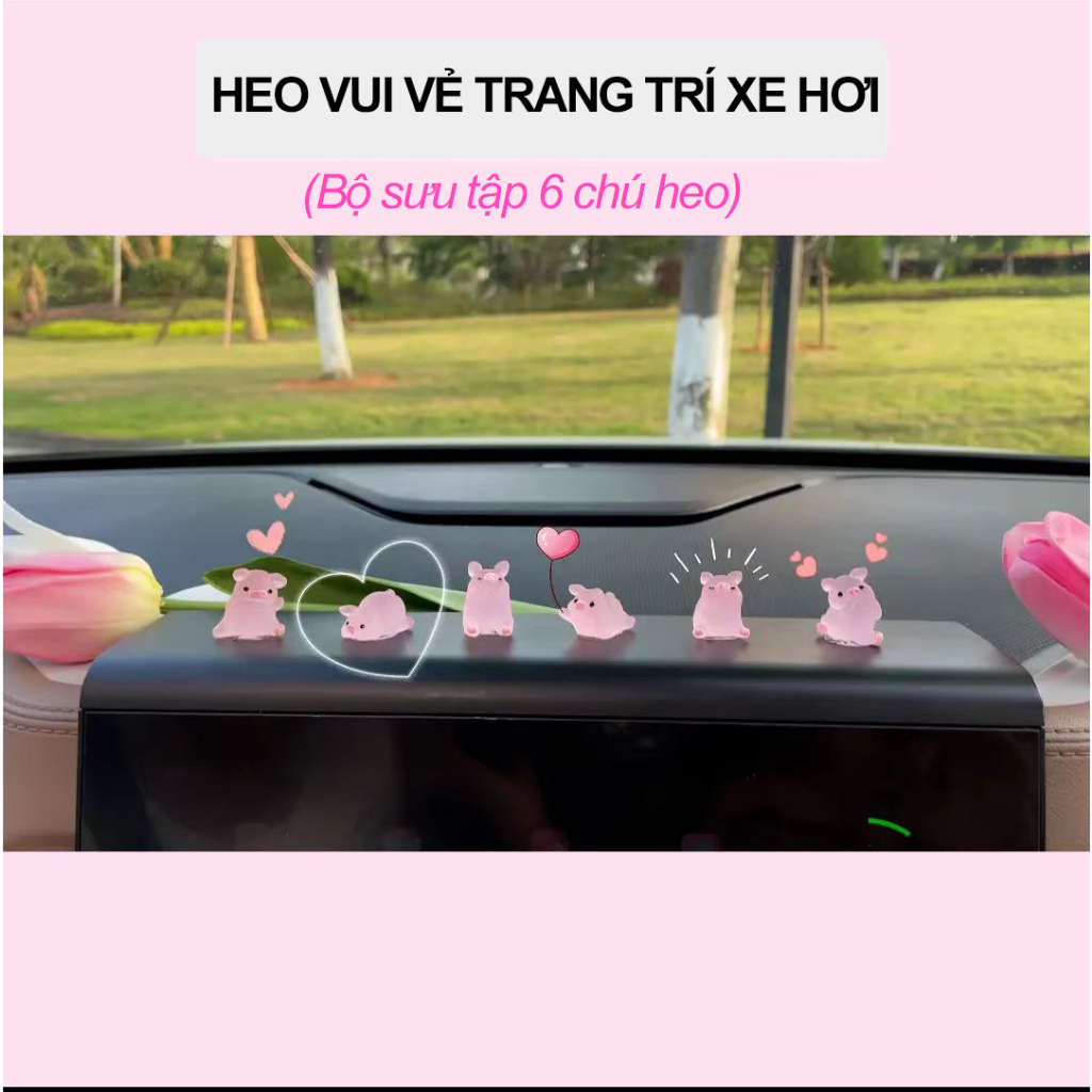 BỘ SƯU TẬP 6 CHÚ HEO CON NGỘ NGHĨNH CÁC TƯ THẾ BẰNG SILICON 3D TRANG TRÍ TAPLO XE Ô TÔ