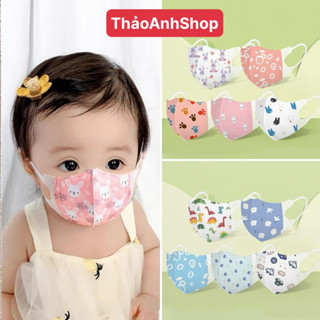 [Set 10 cái] Khẩu trang 5d cute cho bé Taki size 0-2 tuổi, khẩu trang trẻ em vải lụa in hình họa tiết siêu đáng yêu9