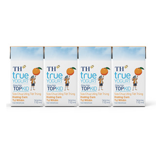 Lốc 4 hộp sữa chua uống tiệt trùng TH true yogurt TOPKID Hương Cam/Dâu 110ml
